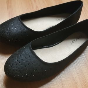 Rampage Black Flats with Glitz, Sz 11, EUC